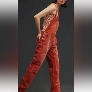 Anthropologie Pilcro wanderer overall in rusty corduroy